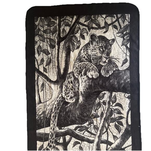 Vintage San Marcos Blanket Rare Leopard Reversible 58x87in Neutral Cream Brown - Picture 4 of 14